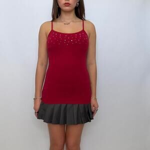 So Real So Right Red Cami Tank Top w/ Rhinestones